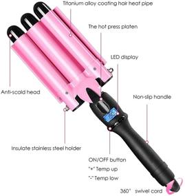 img 3 attached to Effortless Waves: 3 Barrel Curling Iron Wand 25mm Hair Waver Hair Curler with LCD Temperature Display