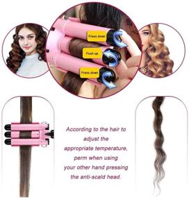 img 2 attached to Effortless Waves: 3 Barrel Curling Iron Wand 25mm Hair Waver Hair Curler with LCD Temperature Display