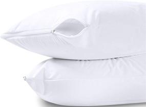 img 4 attached to 🛏️ Utopia Bedding Waterproof Zippered Pillow Encasement – Pack of 2, Queen, White - Pillow Protectors Jersey - 20 x 28 Inches