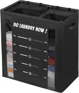 chrislley 152l double laundry hamper: extra large divided clothes hamper with removable bags and visual window - black logo