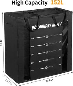 img 3 attached to Chrislley 152L Double Laundry Hamper: Extra Large Divided Clothes Hamper with Removable Bags and Visual Window - Black