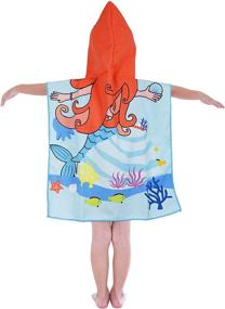 img 3 attached to Пляжное полотенце Suluia Mermaid Ocean Kids: идеальный плащ-пончо с капюшоном для девочек - мультяшный милый, мягкий микрофибровый сарафан для плавания, ванны и путешествий.