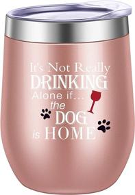 img 4 attached to 🐶 Pufuny 12 oz Stemless Funny Wine Tumbler: It's Not Drinking Alone If the Dog Is Home! Unique Gift Idea for Dog Mom, Dog Dad, Men, Women, Veterinarian. Perfect Birthday Present for Dog Lovers!