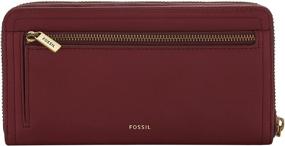 img 3 attached to Кошелек Fossil Logan из кожи с защитой от RFID и молнией вокруг с ремешком на запястье для женщин