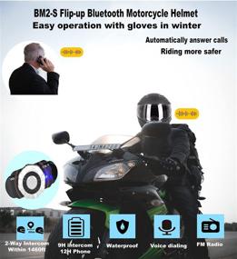 img 3 attached to 🏍️ Сертифицированный DOT Bluetooth мотоциклетный шлем - FreedConn BM2-S с встроенным Bluetooth, интеркомом и FM-радио (Большой размер: 59-60 см)