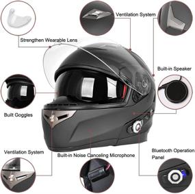 img 1 attached to 🏍️ Сертифицированный DOT Bluetooth мотоциклетный шлем - FreedConn BM2-S с встроенным Bluetooth, интеркомом и FM-радио (Большой размер: 59-60 см)