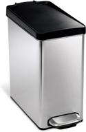 🗑️ stainless steel bathroom slim profile trash can, 10 liter / 2.6 gallon, with plastic lid - simplehuman logo