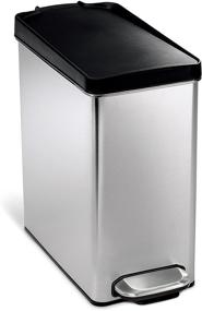 img 4 attached to 🗑️ Stainless Steel Bathroom Slim Profile Trash Can, 10 Liter / 2.6 Gallon, with Plastic Lid - simplehuman