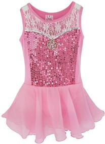 img 4 attached to 🩰 iEFiEL Sequins Chiffon Ballet Dance Dress for Girls: Gymnastic Leotard Ballerina Fairy Costume