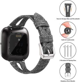 img 3 attached to 🔥 VEAQEE Плетеные браслеты: Стильные и регулируемые аксессуары для Fitbit Versa / Versa 2 / Versa Lite Edition для мужчин и женщин - угольный