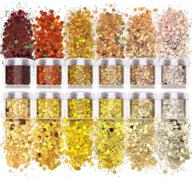 laza 120g body glitter chunky nail mixed holographic hexagon kit gold festival sequin for diy decoration drops - golden year (12 boxes) logo