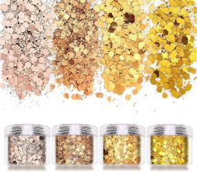 img 1 attached to Laza 120g Body Glitter Chunky Nail Mixed Holographic Hexagon Kit Gold Festival Sequin for DIY Decoration Drops - Golden Year (12 Boxes)