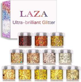 img 3 attached to Laza 120g Body Glitter Chunky Nail Mixed Holographic Hexagon Kit Gold Festival Sequin for DIY Decoration Drops - Golden Year (12 Boxes)