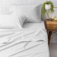 🛏️ welhome soft finish 100% cotton percale sheet set, king size, white, 300 thread count, deep pocket fitted sheet - fits mattress up to 18", soft and cool, breathable, durable - easy fit logo