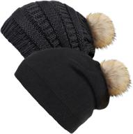 🧣 stay cozy in style: ousipps 2 pack womens winter hats with pom pom – warm skull caps and beanies for women логотип