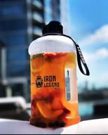 ironlegend water bottle motivational fitness 2.2l | leakproof, bpa free | large capacity for gym, camping & outdoor | flip cap & carrying straps logo