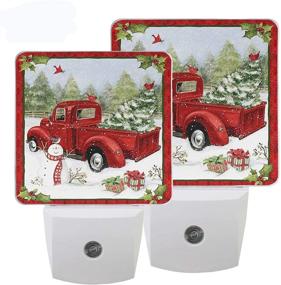 img 4 attached to 🎄 Pfrewn Christmas Snowman Red Truck Night Light Set - Festive LED Nightlights for Bedroom, Bathroom, and More!