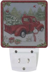 img 2 attached to 🎄 Pfrewn Christmas Snowman Red Truck Night Light Set - Festive LED Nightlights for Bedroom, Bathroom, and More!