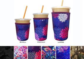 img 2 attached to Neoprene Iced Coffee Sleeve - Insulator Sleeve for Cold Beverages, Neoprene Cup Holder - Compatible with Starbucks & McDonald's Coffee - Medium Midnight Mums - Koverz