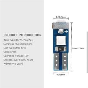 img 3 attached to Nanpoku T5 LED Bulbs 74 73 37 2721 LED Bulb Canbus Error Free For Auto Car Dashboard Dash Instrument Panel Gauge Cluster Indicator Lights Lamp(Green)