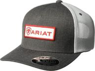 🧢 ariat men's 5-panel center name patch flex 110, gray, universal fit logo