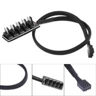 teamprofitcom 12v pc pwm fan hub 5-way splitter - 2 pack, with sleeved pwm fan splitter hub adapter cable for 4-pin & 3-pin 12v desktop computer cooler case fans, 14 inches logo