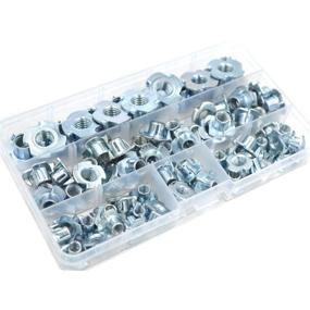 img 2 attached to 🔩 150pcs Zinc Plated Steel T-Nut Assortment Kit 1/4"-20, 5/16"-18, 3/8"-16 for Wood, Rock Climbing Holds, Cabinetry, Furniture, T-Nuts 4 Pronged Tee Blind Nuts