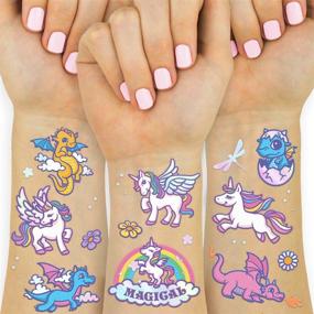 img 4 attached to Fetti Unicorn Dragon Temporary Tattoos