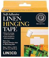 🔒 lineco self-adhesive linen hinging tape: acid-free, neutral ph fabric for hinging, matboards, mounting, conservation, framing, craft & diy - 1.25 inches x 150 feet, white logo