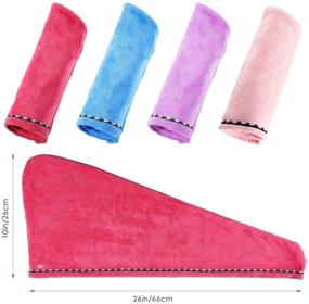 img 3 attached to 🔥 Fast Dry Hair Drying Towels Head Wrap for Women - 4 Pack, Super Absorbent Microfiber Bath Shower Cap Turban with Buttons