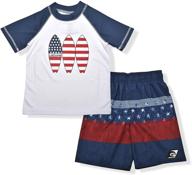 🩱 upf 50+ swim set for boys: laguna short sleeve rashguard sun shirt and print boardshorts logo