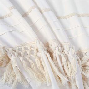 img 1 attached to Boho Queen Duvet Cover Set: Tassel Macrame Ivory Cream Fringed Elegant Cotton 💃 100, Off White 90x90 Bedding, 3-Piece Quilt Cover - Chic Bohemian Textured Beige Women's Choice