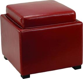 img 3 attached to 🔴 Safavieh Hudson Collection Kaylee Red Leather Single Tray Square Storage Ottoman