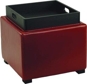 img 2 attached to 🔴 Safavieh Hudson Collection Kaylee Red Leather Single Tray Square Storage Ottoman