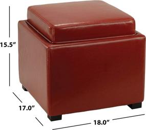 img 1 attached to 🔴 Safavieh Hudson Collection Kaylee Red Leather Single Tray Square Storage Ottoman