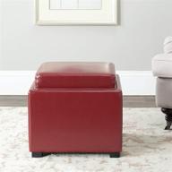 🔴 safavieh hudson collection kaylee red leather single tray square storage ottoman logo