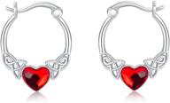 💎 austrian crystal irish celtic earrings: 925 sterling silver love heart crystal hoop huggie earrings for women girls - perfect birthday & christmas gift logo