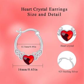 img 1 attached to 💎 Austrian Crystal Irish Celtic Earrings: 925 Sterling Silver Love Heart Crystal Hoop Huggie Earrings for Women Girls - Perfect Birthday & Christmas Gift