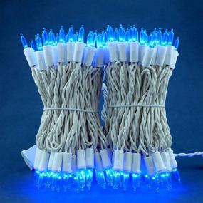 img 3 attached to 66 Ft Blue LED Christmas Lights on White Wire - 🎄 200 LED Mini Lights Set, UL Certified Commercial Grade Holiday String Light (Blue)