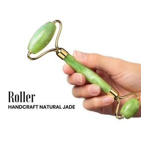 img 3 attached to 🌹 ROSELYNBOUTIQUE Jade Roller Gua Sha Facial Tools Set - Natural Stone Beauty Skin Care Face Roller Massager for Wrinkle Relief and Muscle Relaxation