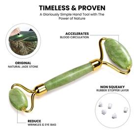 img 2 attached to 🌹 ROSELYNBOUTIQUE Jade Roller Gua Sha Facial Tools Set - Natural Stone Beauty Skin Care Face Roller Massager for Wrinkle Relief and Muscle Relaxation
