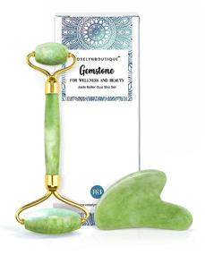 img 4 attached to 🌹 ROSELYNBOUTIQUE Jade Roller Gua Sha Facial Tools Set - Natural Stone Beauty Skin Care Face Roller Massager for Wrinkle Relief and Muscle Relaxation