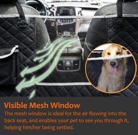 img 3 attached to 🐶 Waterproof Nonslip Dog Car Seat Covers with Mesh Visual Window for Back Seat - UPODA Pet Seat Cover Hammock, Scratchproof with Seat Belts & Storage Pockets, Ideal for Trucks and SUVs