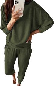 img 4 attached to 🩳 PRETTYGARDEN Ladies' Two-Piece Sweatsuit Set: Solid Color, Long Sleeve Pullover Top & Long Pants Tracksuit