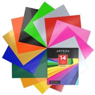 🎨 arteza htv vinyl bundle - 14 multi-color iron on heat transfer sheets, 10x12 inches - flexible & easy to weed - ideal for any craft cutting machine - boxed logo