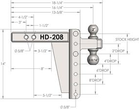 img 2 attached to 🔧 Bulletproof Hitches 2.0" Регулируемая тяжеловесная прицепная сцепка (22,000 фунтов) с высотой падения/подъема 8", с двумя шаровыми опорами 2" и 2 5/16" - черное порошковое покрытие, нержавеющая сталь