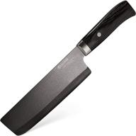 kyocera advanced ceramic nakiri knife, 6-inch, handcrafted pakka wood handle, black blade logo