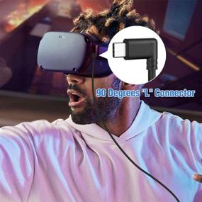 img 1 attached to 🔌 Высокоскоростной кабель Oculus Quest 2 длиной 10 футов: Daugee USB C 3.0 с углом 90 градусов для быстрой передачи данных и зарядки