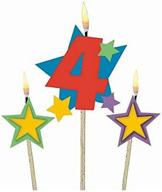 ✨ amscan #4 decorative birthday candle & star candles - party supply (3 pieces): celebrate in style! logo