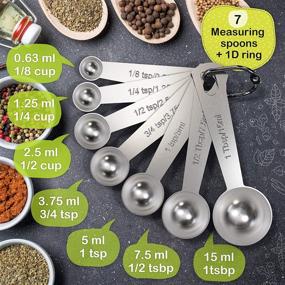 img 2 attached to 🥄 Professional Stainless Steel Measuring Cups and Spoons Set - 16 Piece Kit for Liquid and Dry Ingredients - Portable and Sturdy Metal Set with Nesting Cups and Stackable Spoons